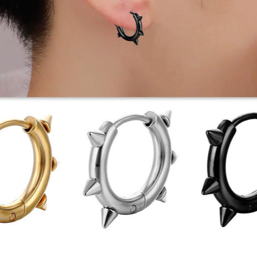 Spiked Hoop Earrings Stainless Steel