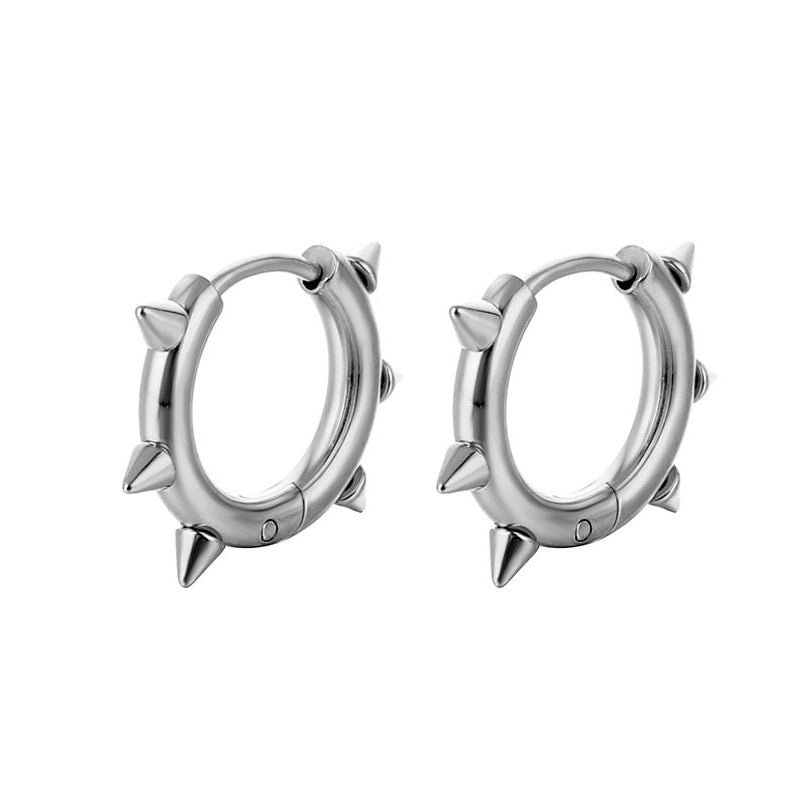 Spiked Hoop Earrings Stainless Steel