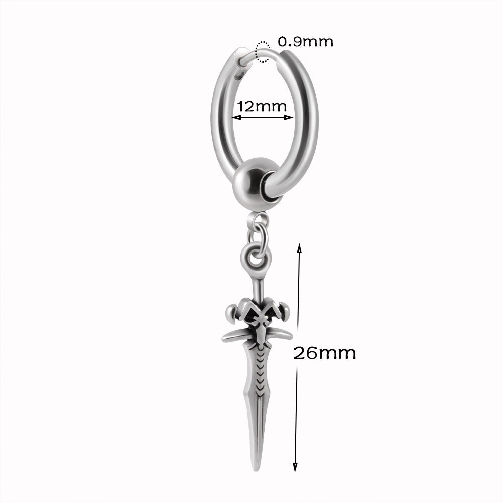 Stainless Steel Knife Earring for men