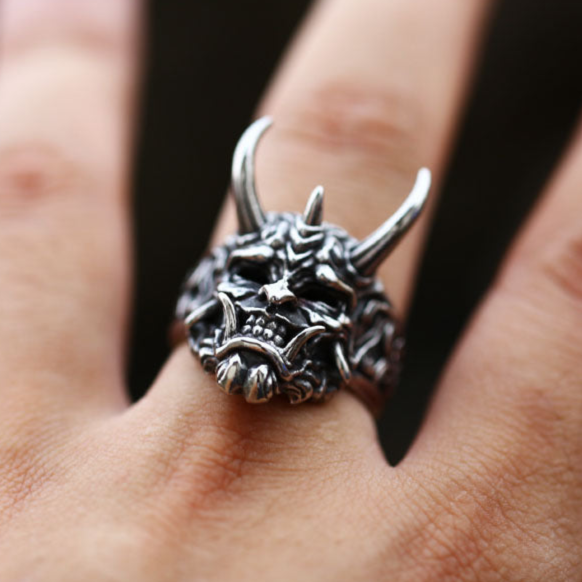 Stainless Steel Oni Mask Ring