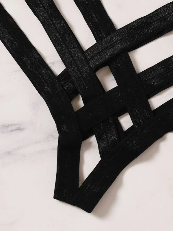 Strappy Alt Black Cut Out Lingerie Set