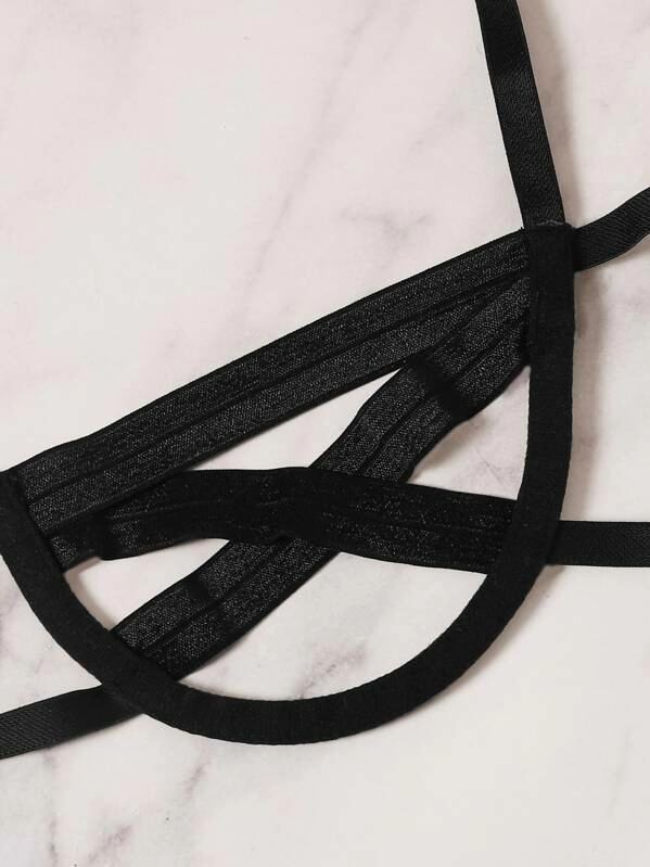Strappy Alt Black Cut Out Lingerie Set