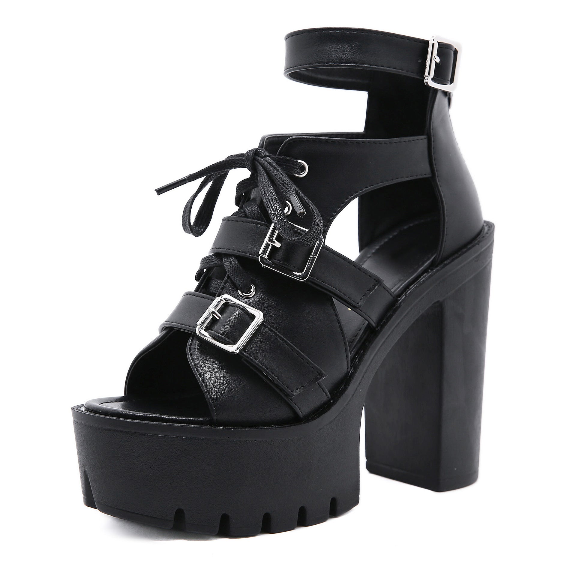 Summer Gothic Sandal Platform Heels zipper