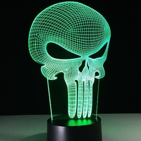 The Punisher Skull Light Lamp Glass Hologram
