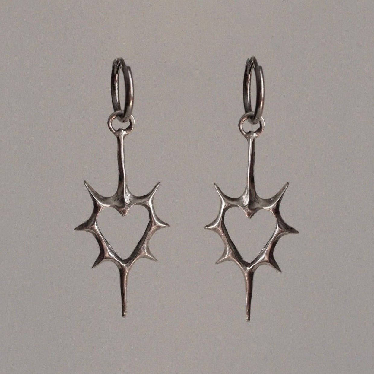 Thorn Heart Earrings Gothic
