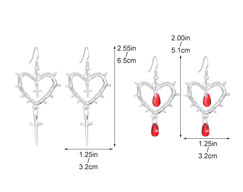 alt Thorn Heart Earrings For Women