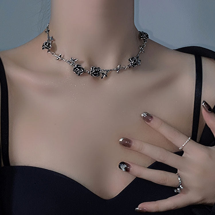 Thorn Rose Necklace Womens