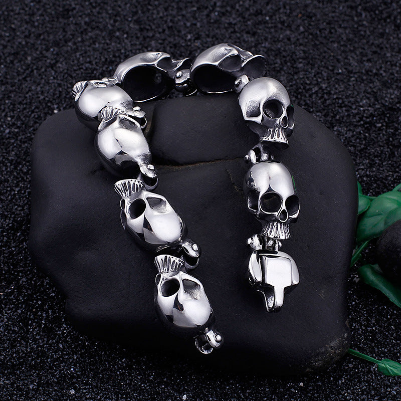 Titanium Steel Skull Bracelet for Men