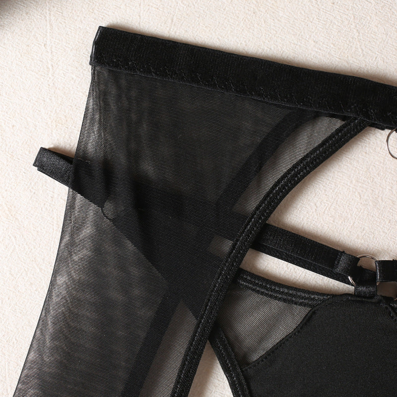 Transparent Black Mesh Alt Lingerie Set Womens