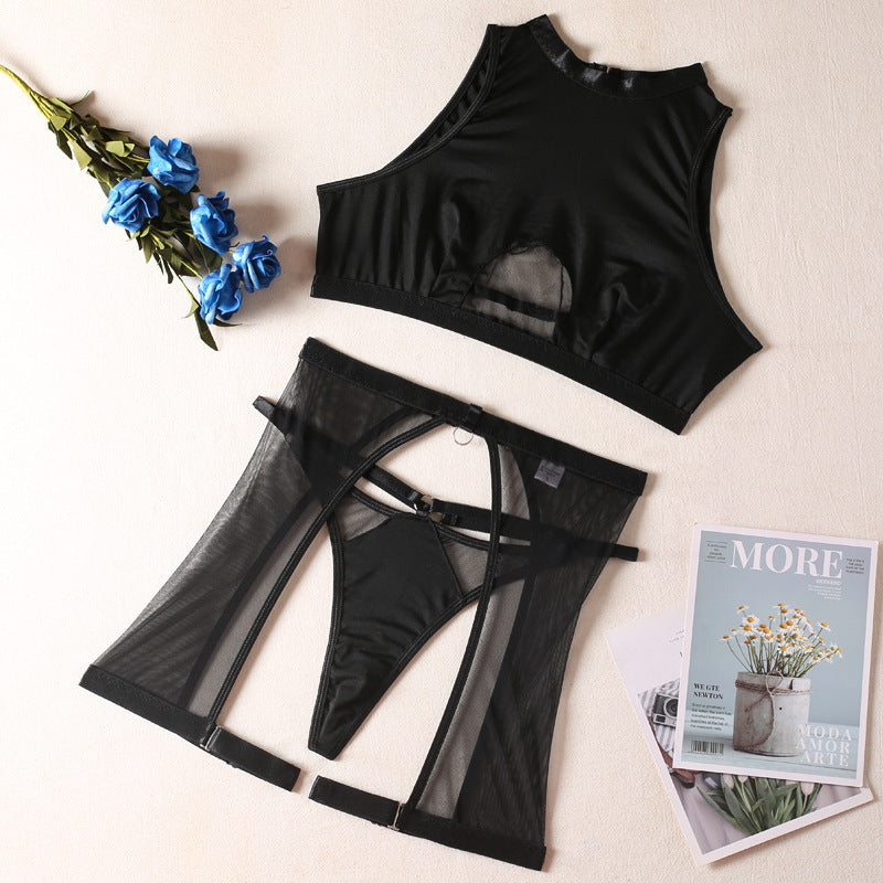Transparent Black Mesh Alt Lingerie Set