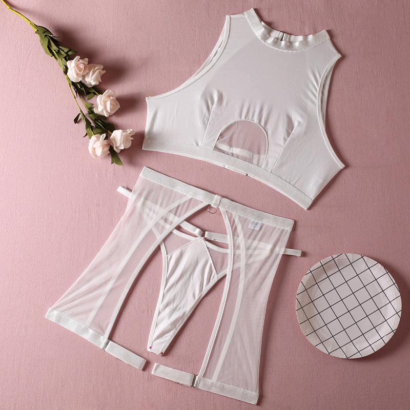 Transparent Black Mesh Alt Lingerie Set Womens