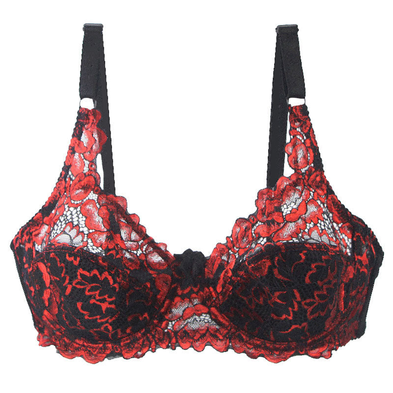 Vampire Bra Black Red Floral Lace