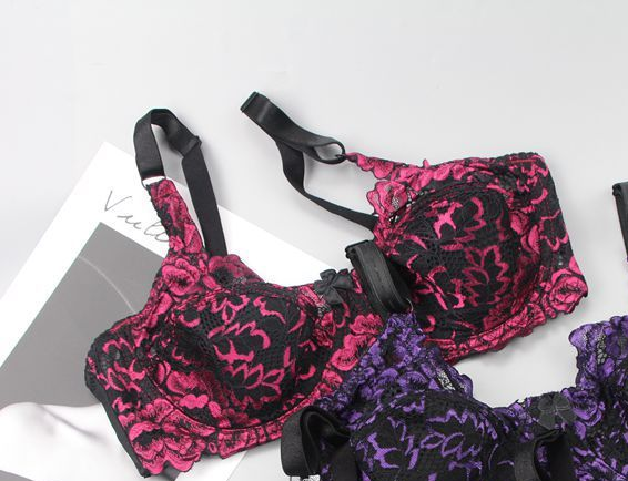 Vampire Bra Black Red Floral Lace