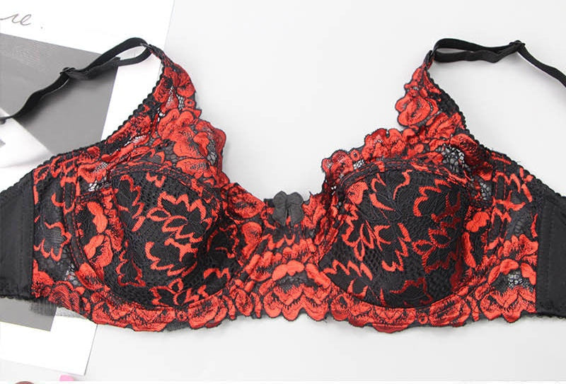 Vampire Bra Black Red Floral Lace