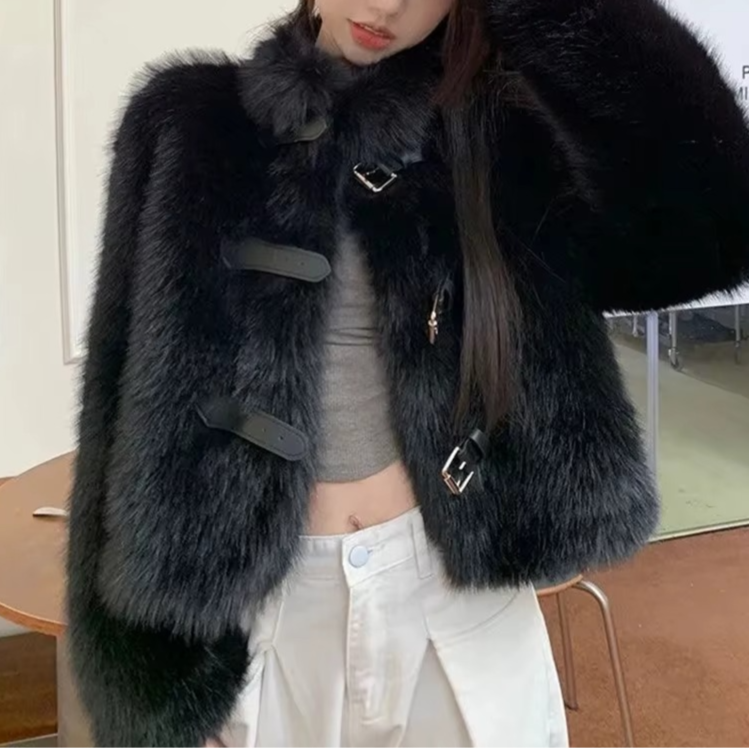 Vegan Leather Goth Fur Jacket