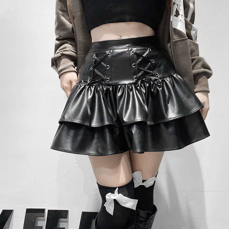Vegan Leather Goth Skirt mini