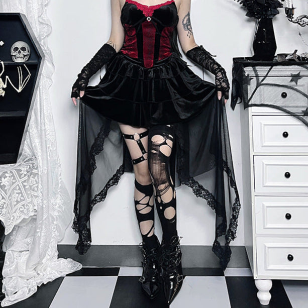 Velour Skirt Gothic Black