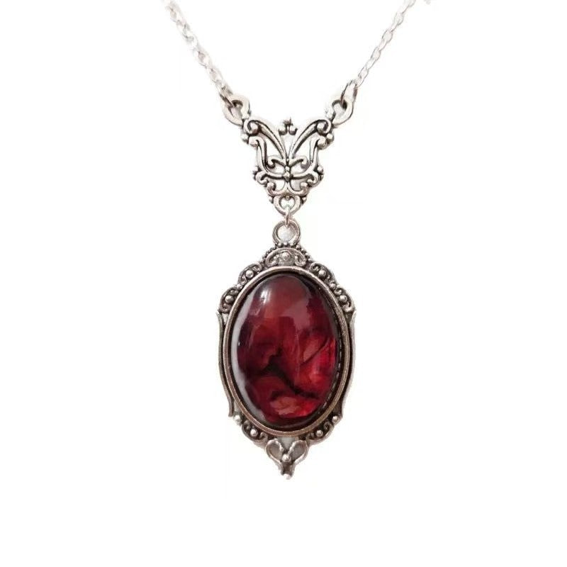 Victorian Goth Crystal Pendant Necklace