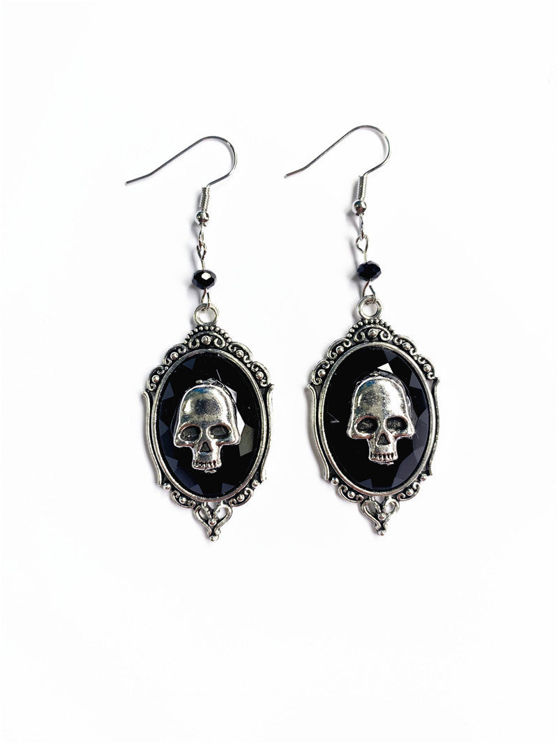 Retro Victorian Goth Skull Earrings Womens