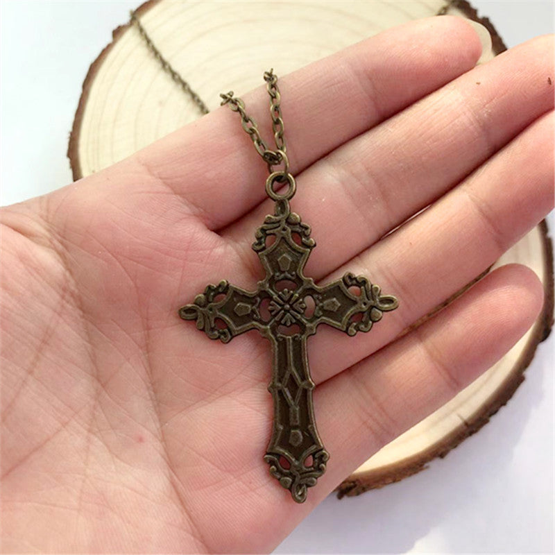 metal Vintage Baroque Cross Necklace