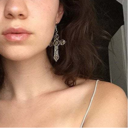 Large Vintage Cross Gothic Earrings