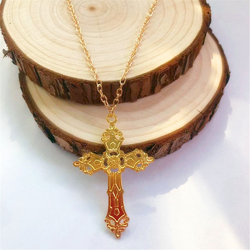 gold Vintage Baroque Cross Necklace