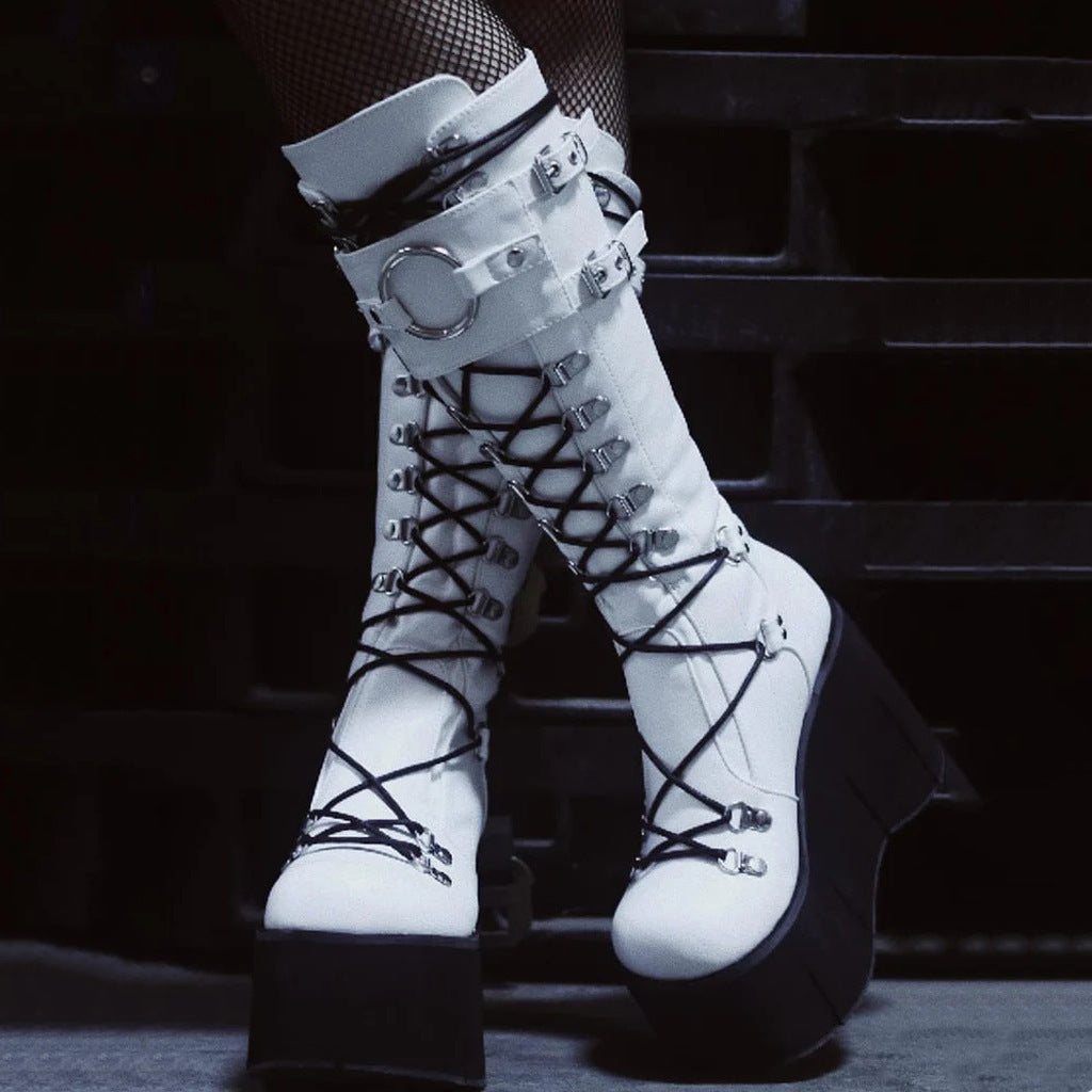 White Goth Boots for Women