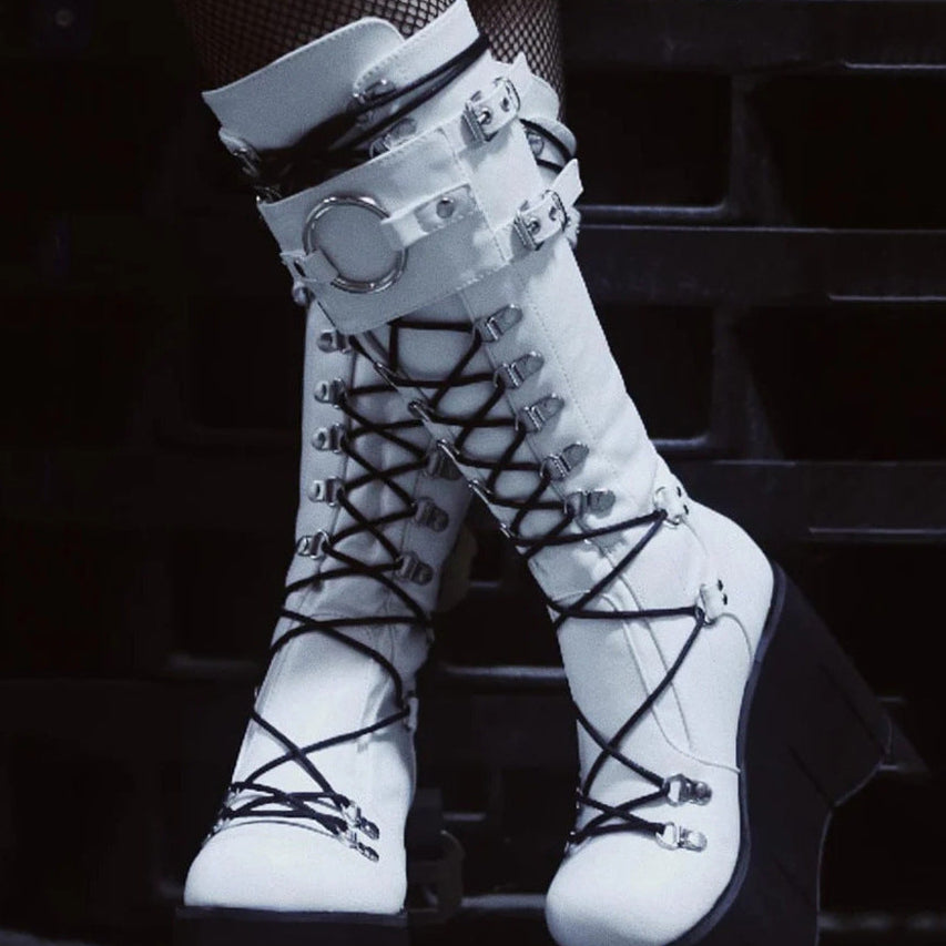 White Goth Boots for Women