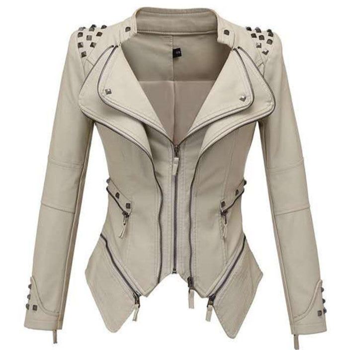 White Goth Leather Jacket Womens
