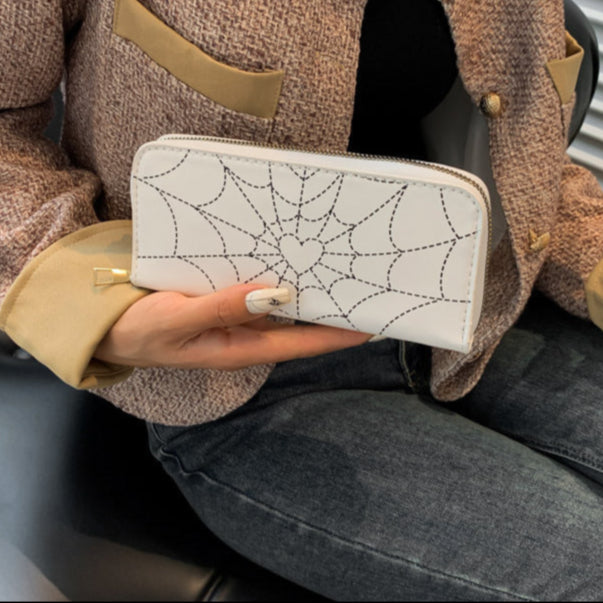 White Goth Spider Web Wallet