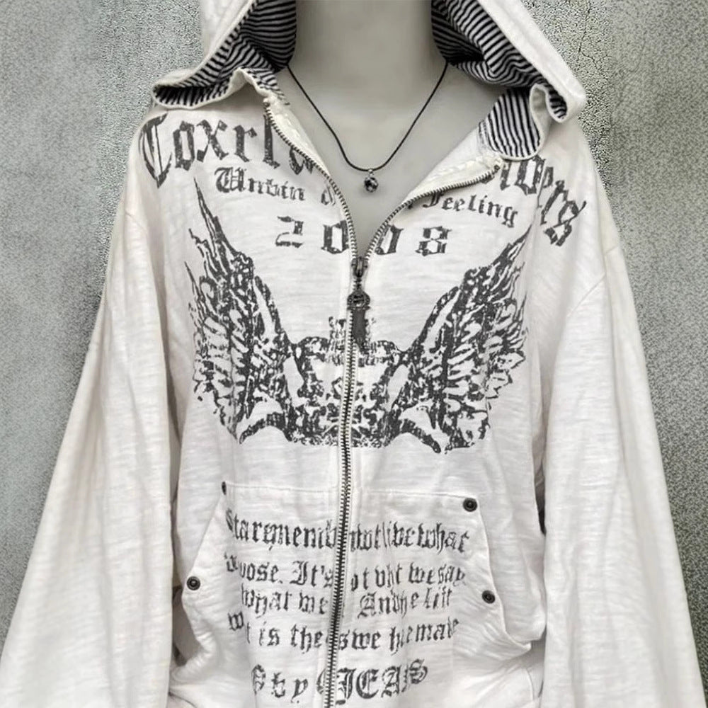 White Goth Hoodie Jacket