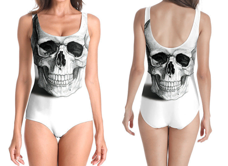 White Skull Beachwear Swimsuit for women
