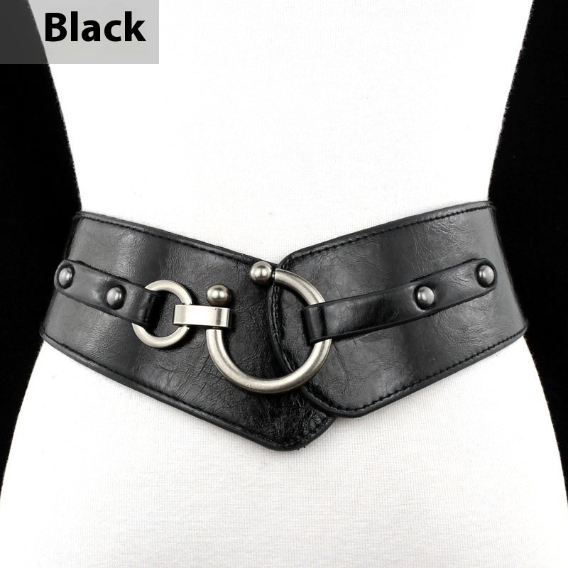 Wide Leather Sexy Goth Belt for Women black