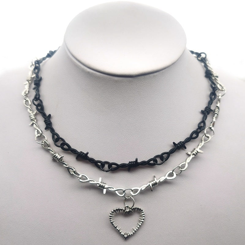 Barbed Wire Heart Necklace Womens