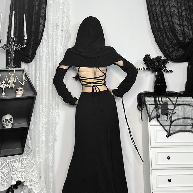 black Witch Hooded Shrug Sleeve Cardigan