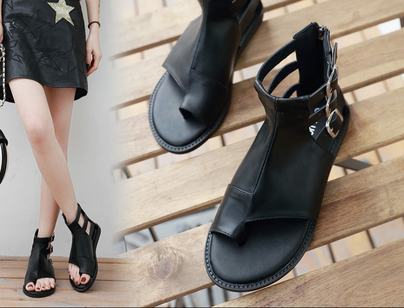 Womens Alternative Black Leather Sandals