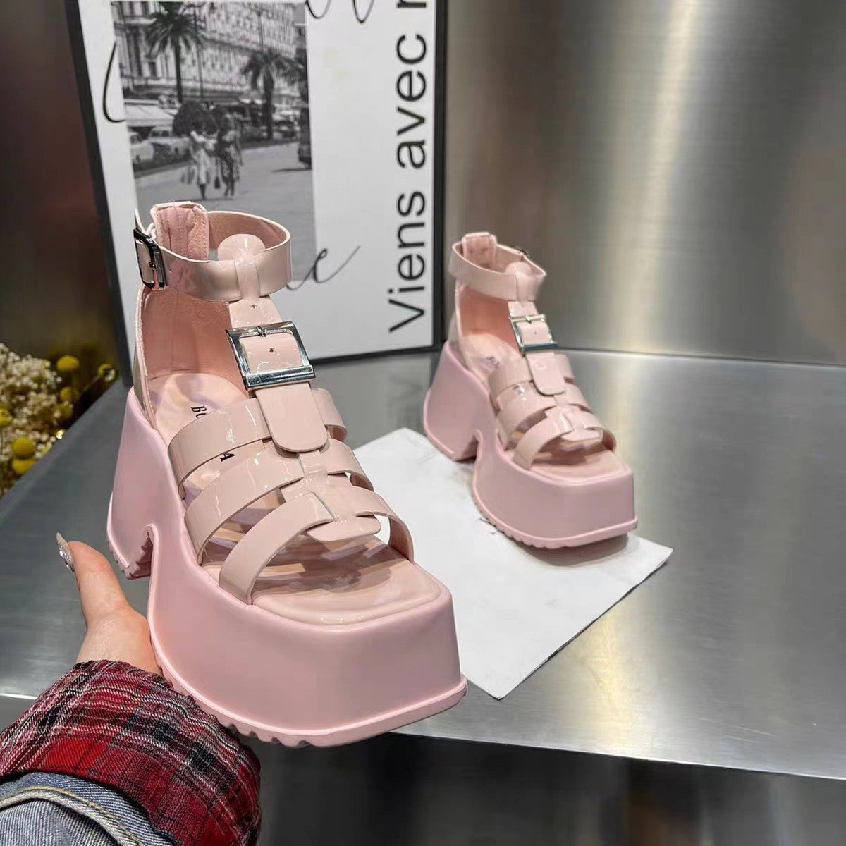 pink Womens Alternative Platform Sandals