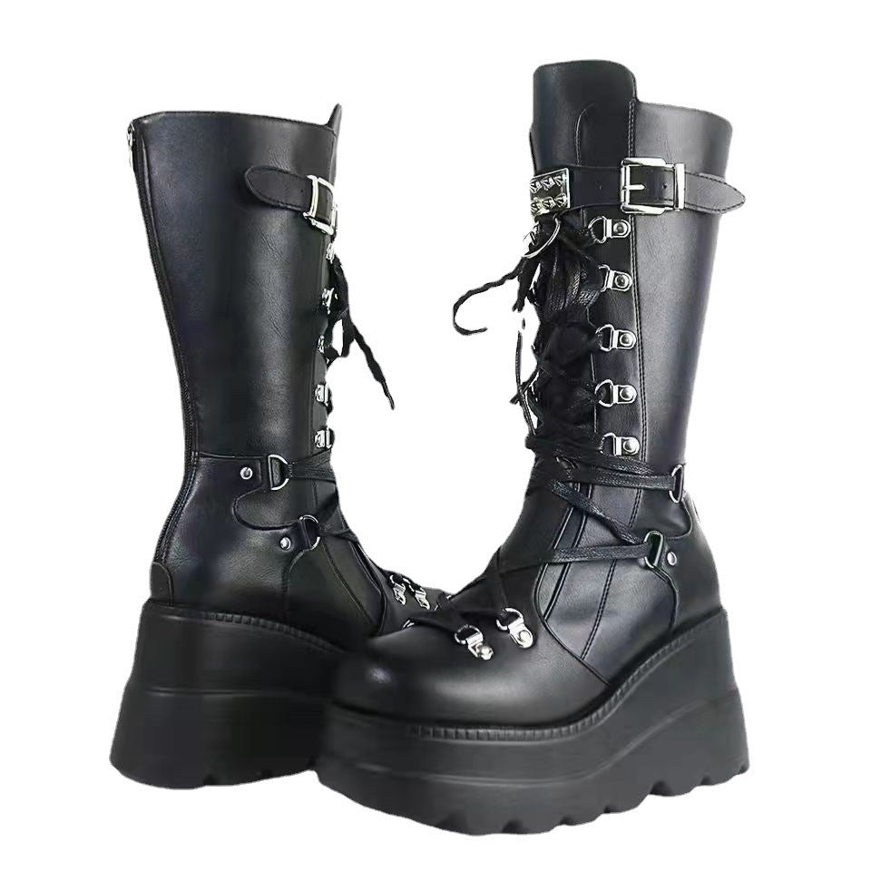 Womens Gothic Boots Black Leather