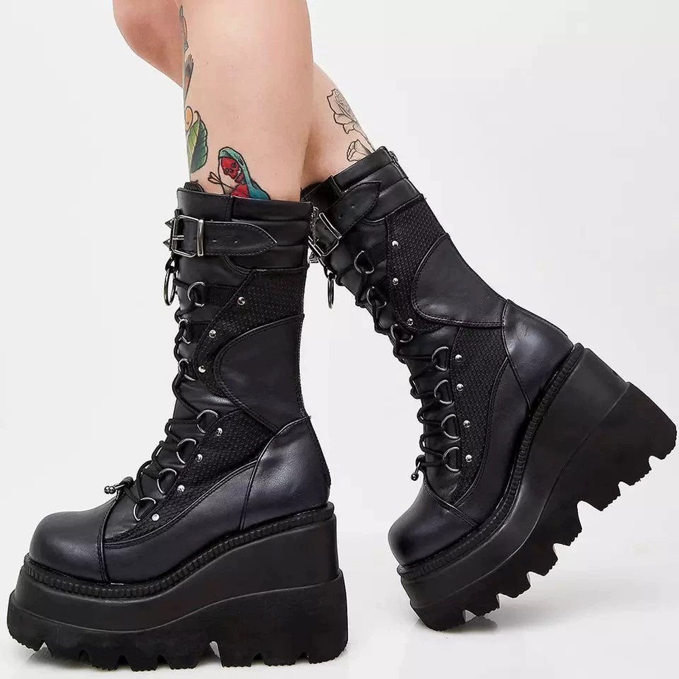 Womens White Gothic Platform Boots