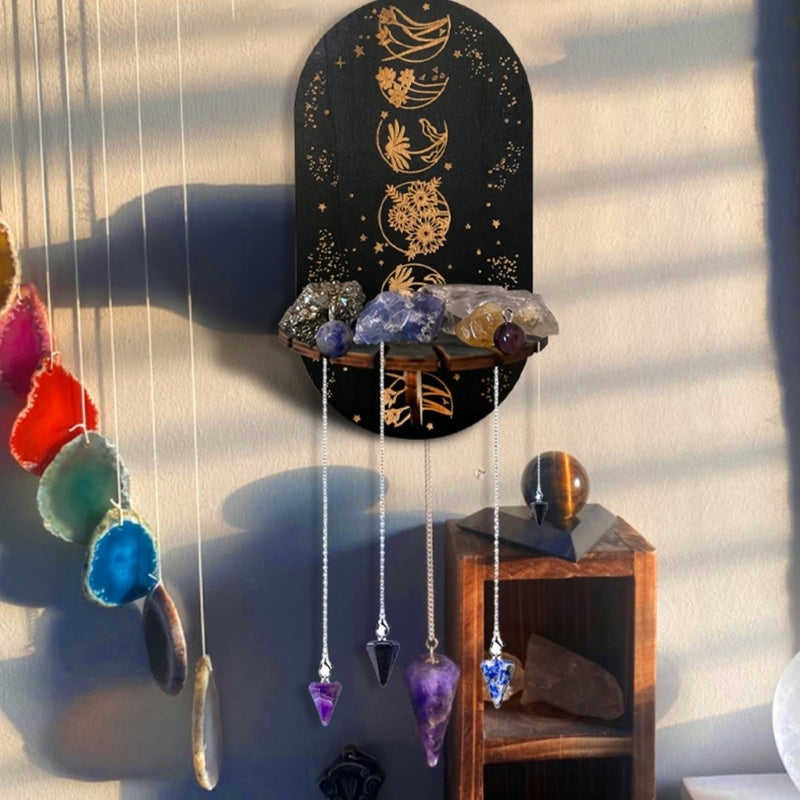 Wood Black Crystal Display Shelf