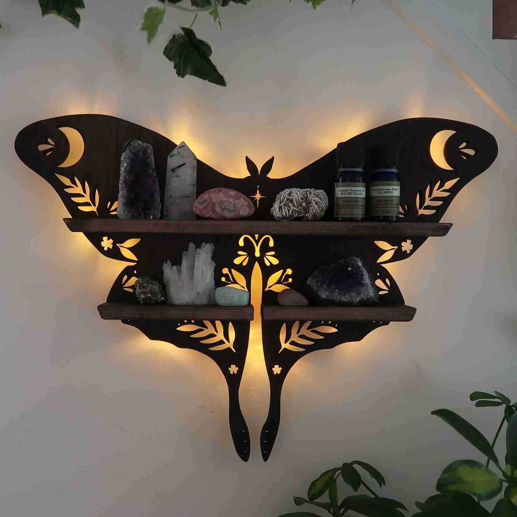 Wooden Moth Shelf for Wall