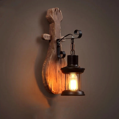 Wooden Simulation Candle Wall Lamp