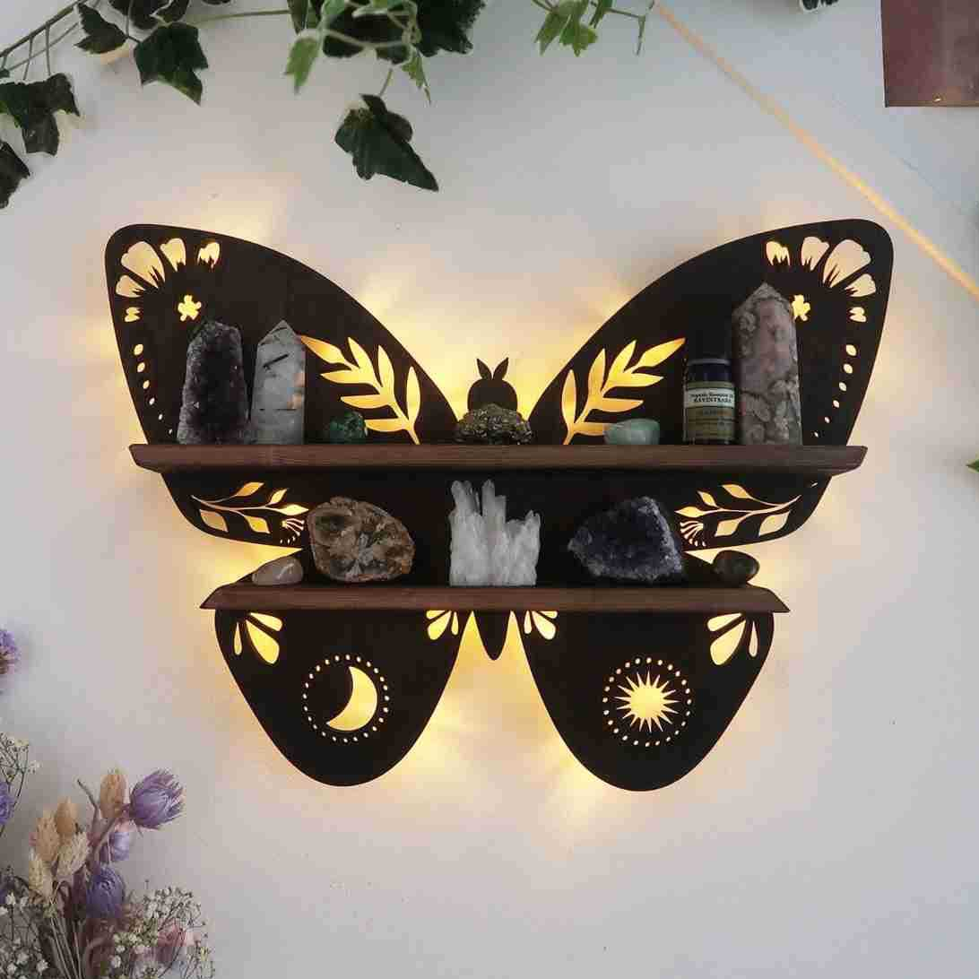 Wooden Butterfly Shelf