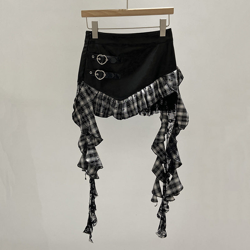 heart buckles Asymmetric Ruffled Alt Skirt