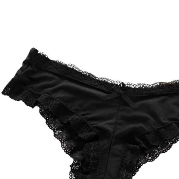 alt Casual Gothic Black Lace Panty Briefs