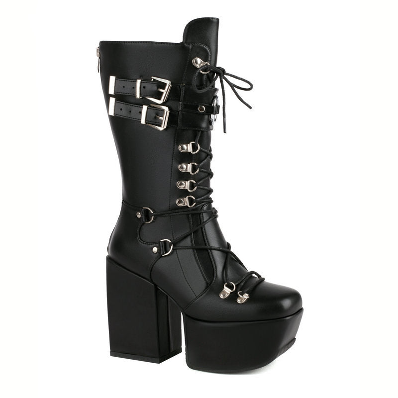 alt Gothic High Heel Boots Black Vegan Leather