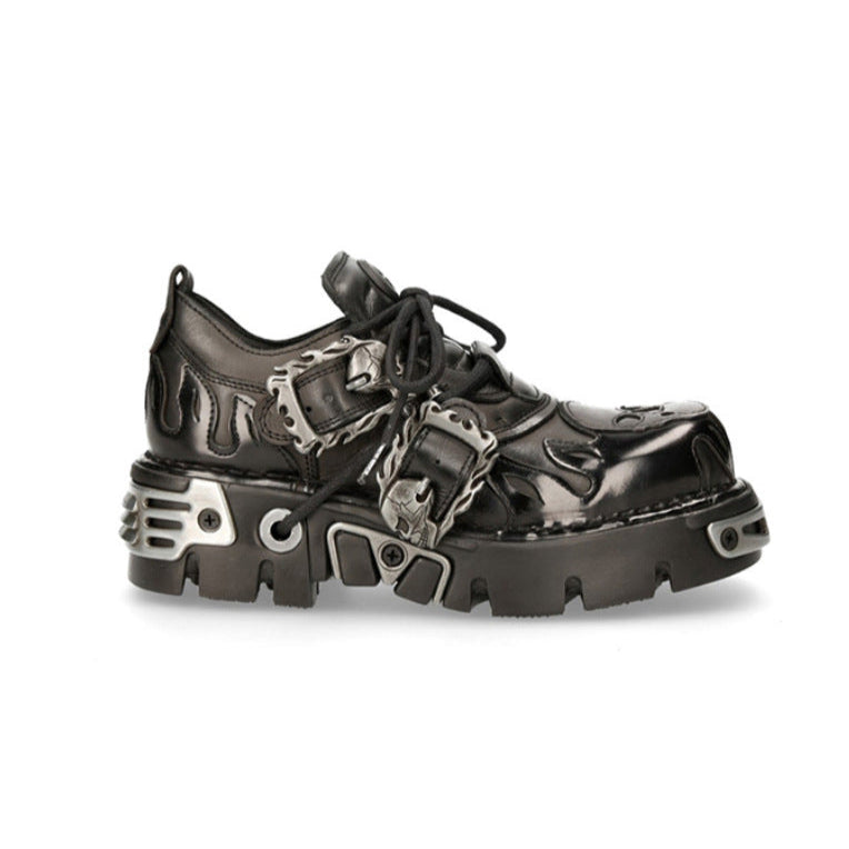 alt Skull Sneakers Goth Black Vegan Leather