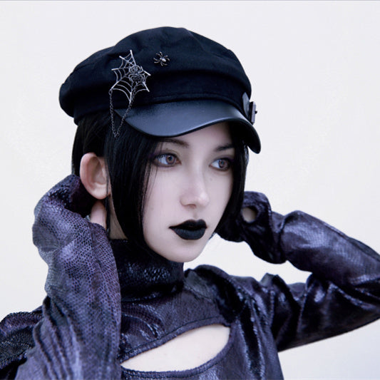 alt Spider Web Hat Gothic Black with Spider