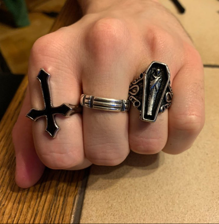 alternative unisex Gothic Black Cross Ring