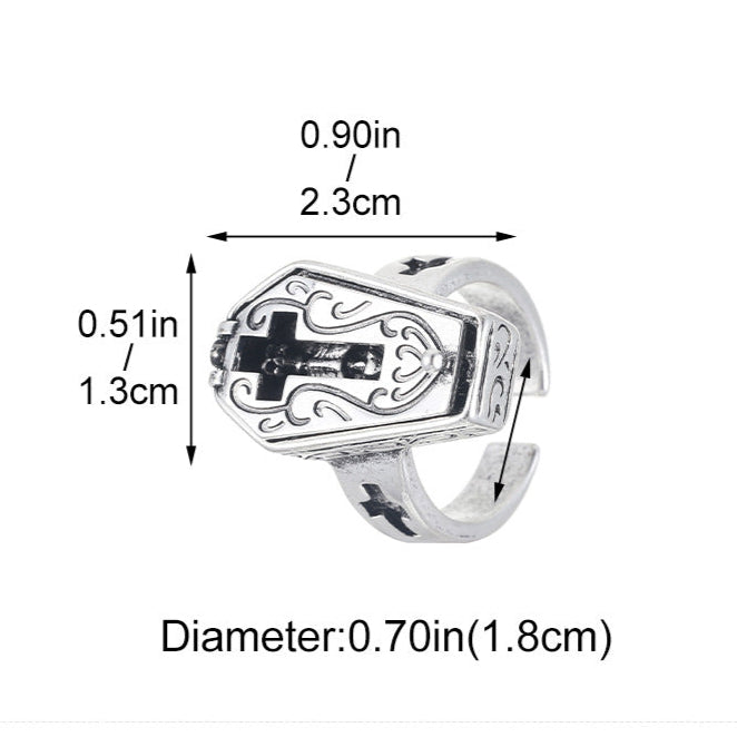alternative Opening Skeleton Coffin Ring